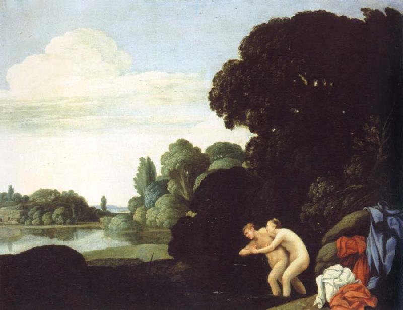 Carlo Saraceni landscape with salmacis and hermaphroditus